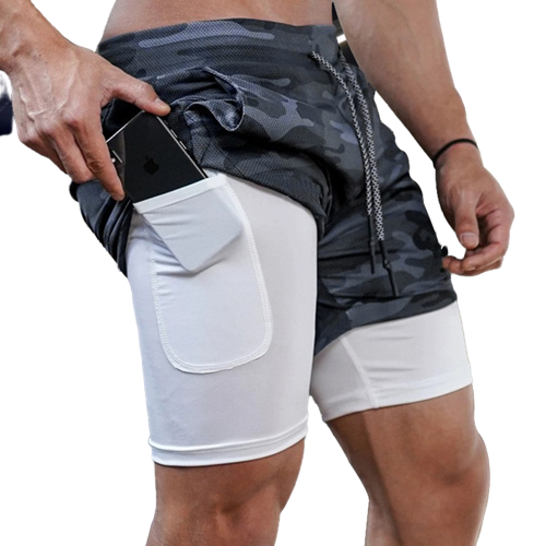 Shorts Fitness 2 Em 1 - Tecnologia Dry-Fit Térmico de Compressão