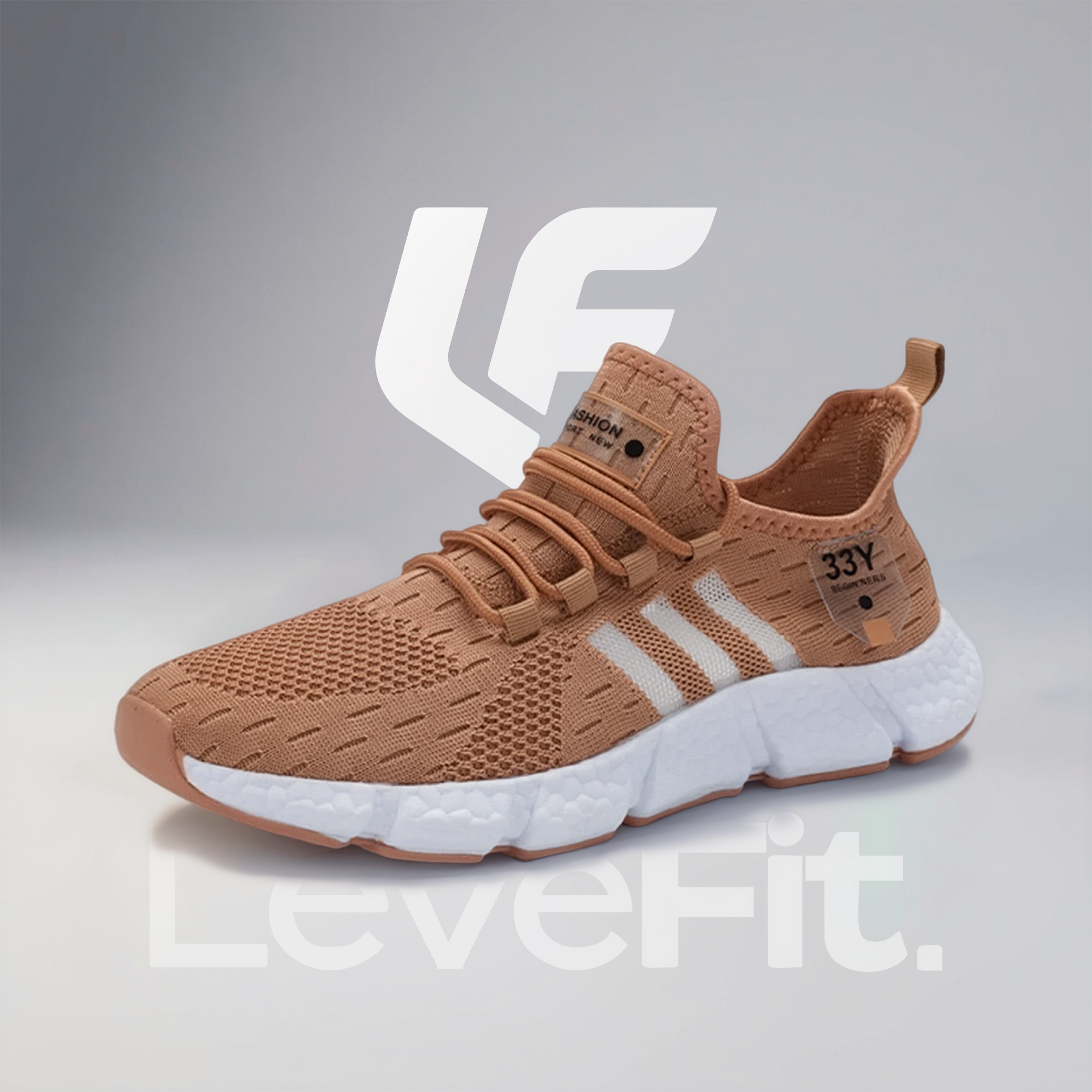 Tênis RunFit Bege + Meia Premium Grátis