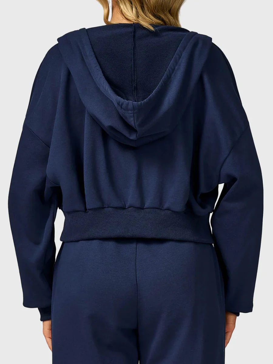 VÉRA™ Cropped Zip Hoodie – Tiefblau - LEVEFIT
